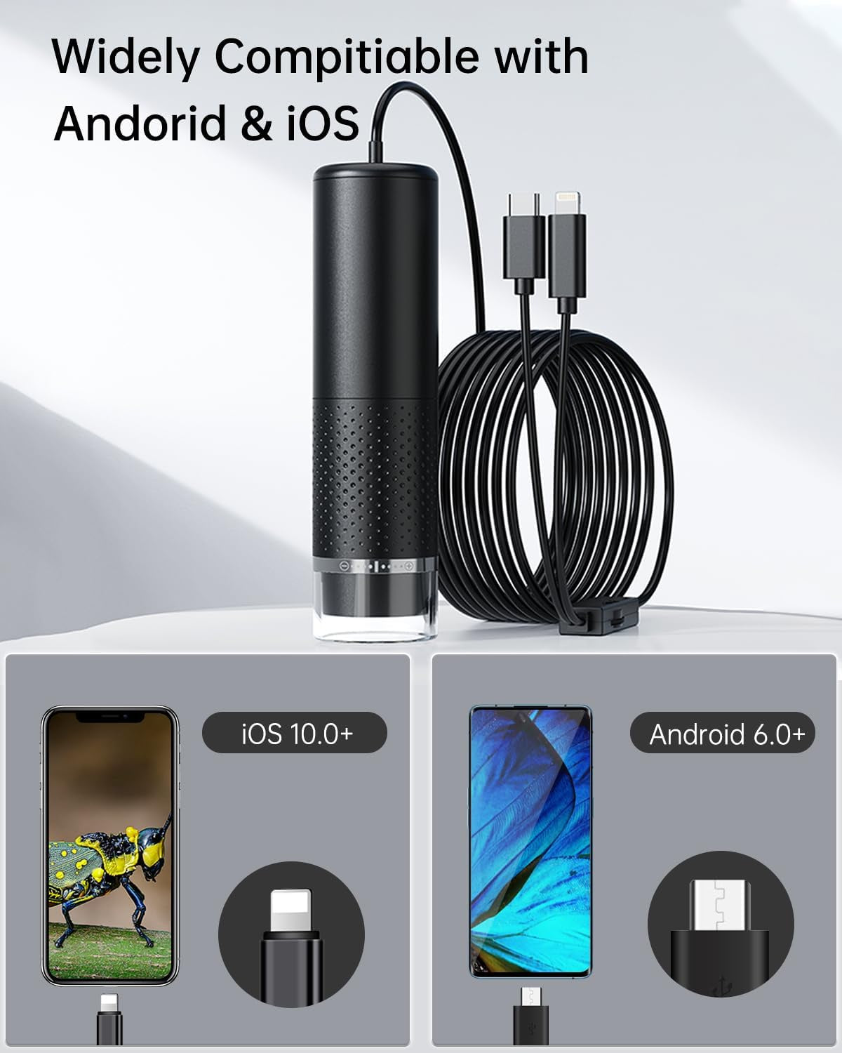 USB Microscope Mobile Phone, 1080P HD Microscopes for iPhone Android,