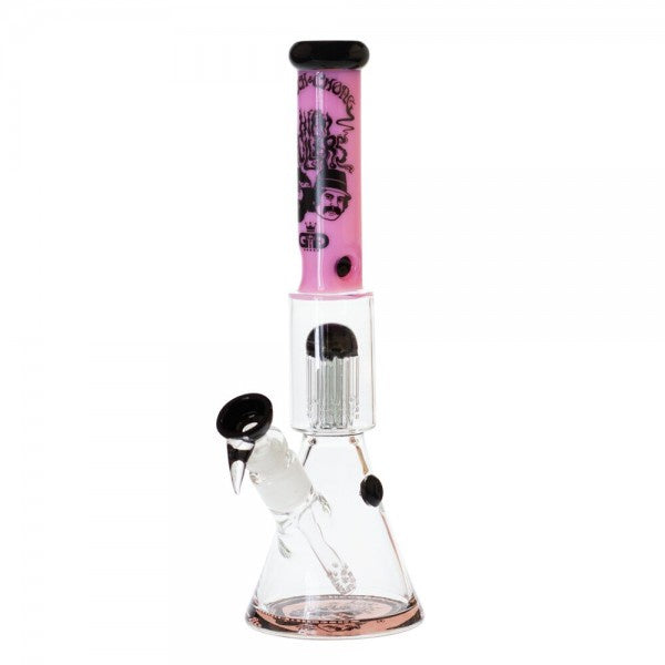 Grollz Cheech & Chong | Smoking Brothers Black Beaker Chillum Slit Bong H:35cm Socket:18.8mm TH:5mm