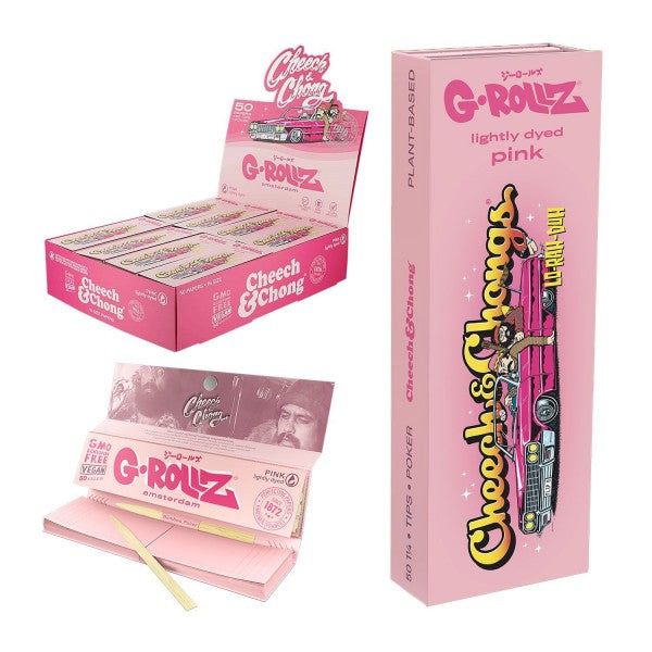 G-Rollz | Cheech & Chong(TM) 'Lowrider' Pink - 50 1 1/4 Papers + Tips