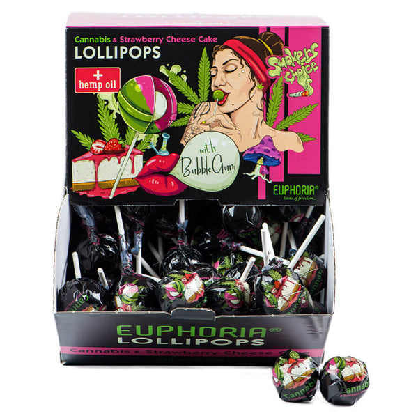 Euphoria Cannabis Lollipops Strawberry Cheesecake