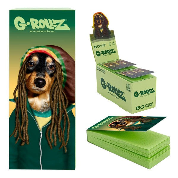 G-Rollz | Pets Rock 'Reggae' Green Filter Tips 2,5 X 6cm 50 Tips