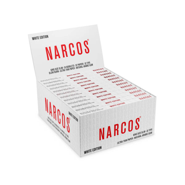 Narcos White Edition King Size Slim Rolling Papers + Tips
