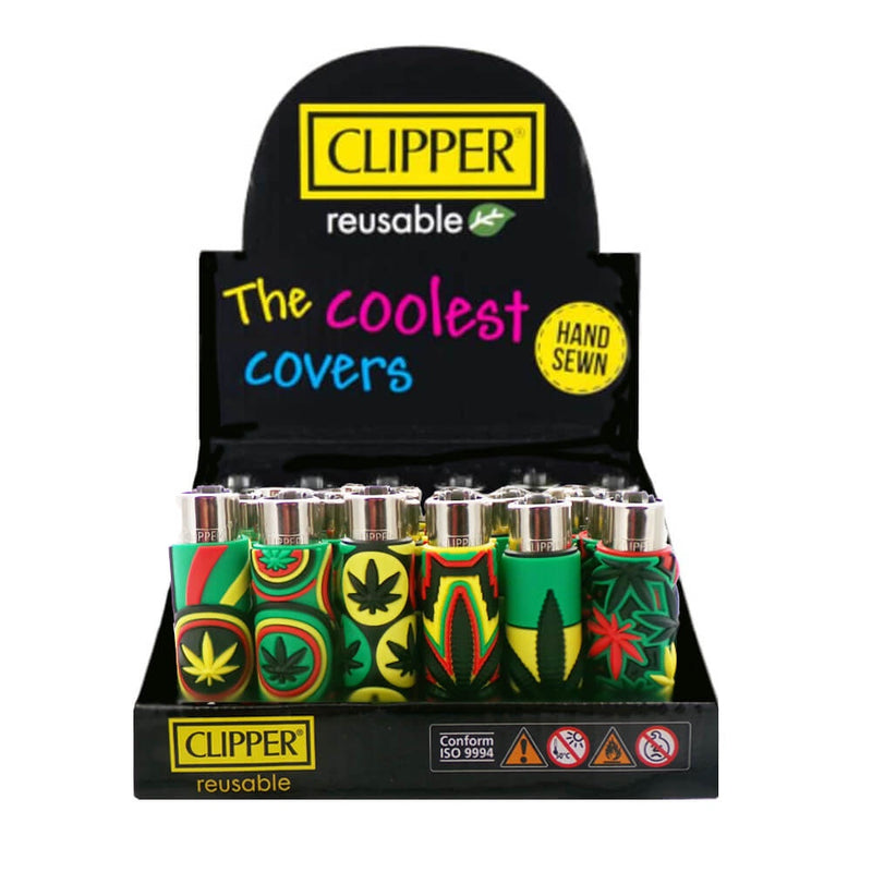 Clipper Lighters Pop Cover Rasta Weed