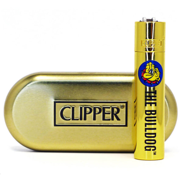 Clipper The Bulldog Gold Metal Lighters + Giftbox