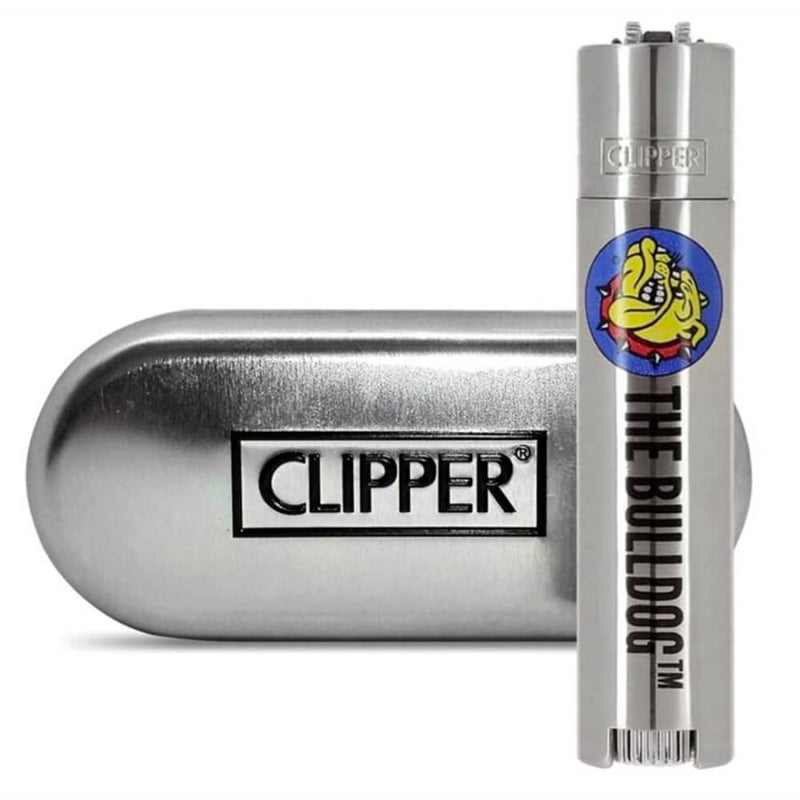 Clipper The Bulldog Silver Metal Lighters + Giftbox