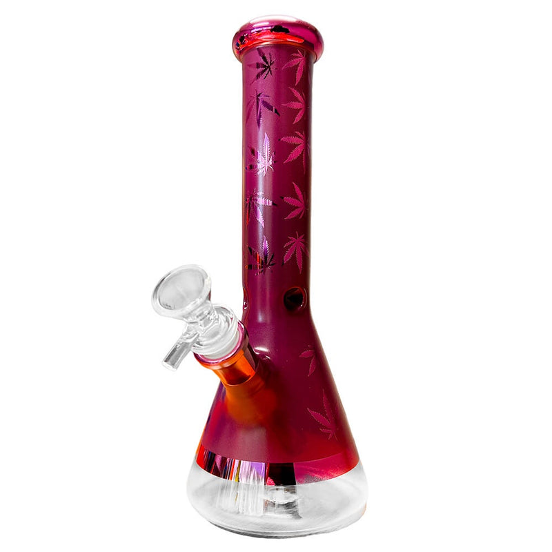 Weed Leaves Glass Bong Purple 25cm