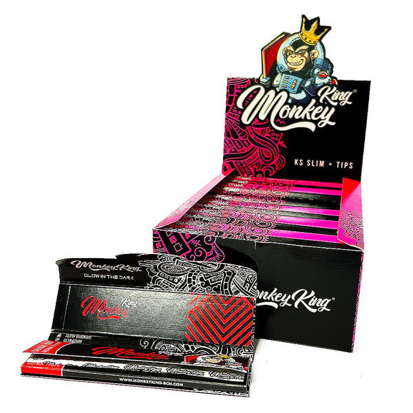 Monkey King Pink Combie Pack Unbleached Rolling Papers with Tips