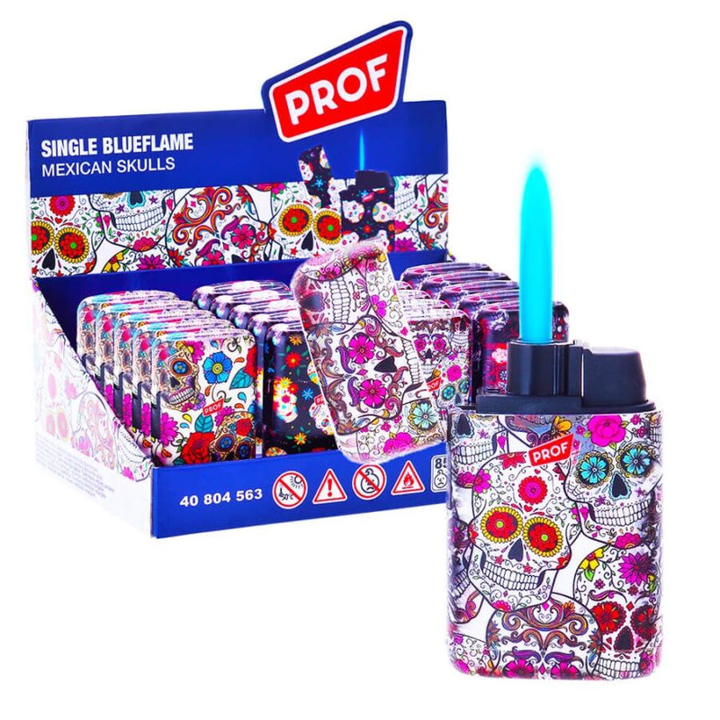 Prof Mexican Skulls Windproof Blue Flame Lighters