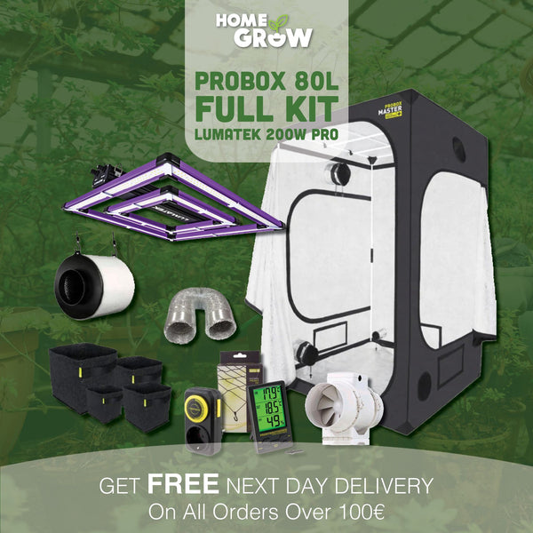 Complete Indoor Grow Kit With Tent (80x80x160cm), LUMATEK ATS 200W PRO LED, Fan Kit and Accessories